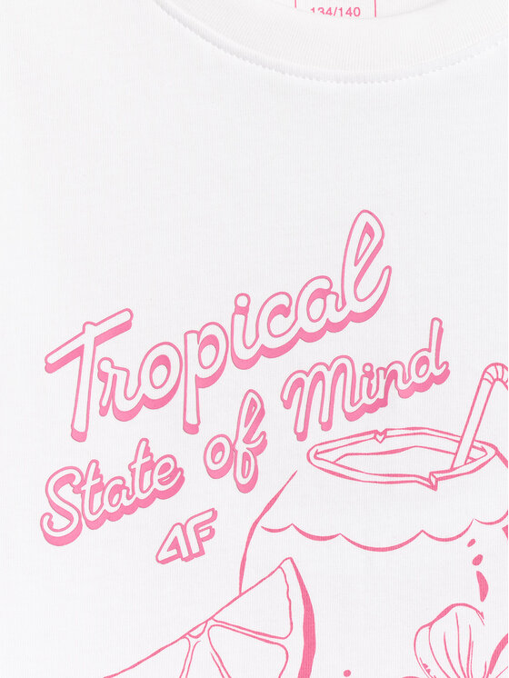 4F 4F T-Shirt SUMMER SPLASH Biały Loose Fit
