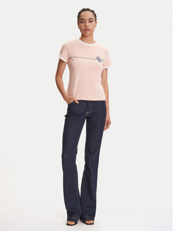 Guess Guess T-Shirt V5YI01 J1314 Różowy Regular Fit