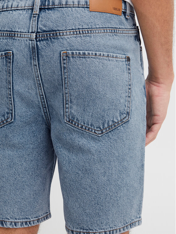 Solid Solid Pantaloni scurți de blugi 21107657 Albastru Straight Fit