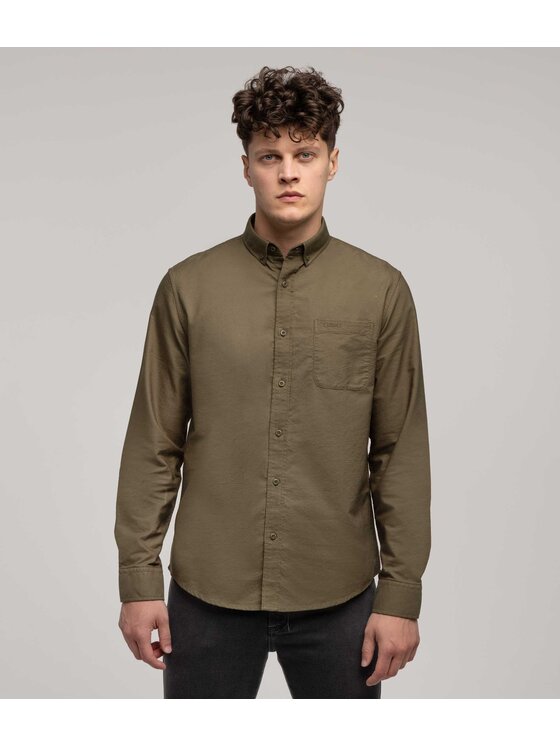 Lee Cooper Lee Cooper Koszula LARS OXFORD Khaki Regular Fit