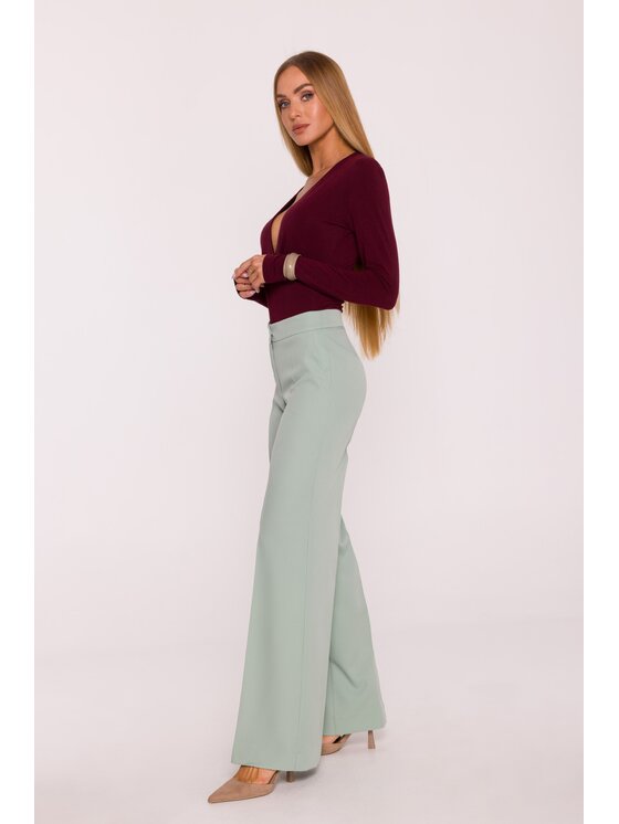 Made of Emotion Made of Emotion Spodnie materiałowe M875 Zielony Wide Leg