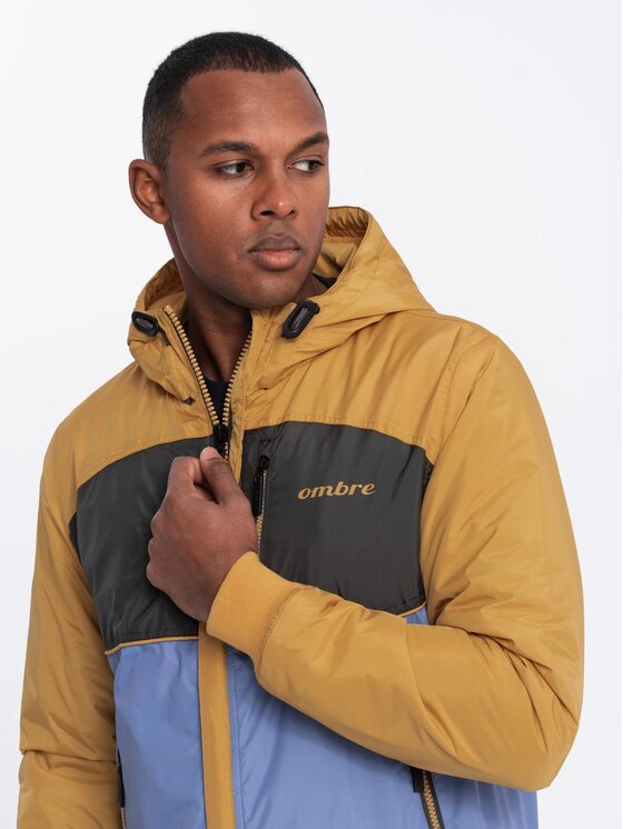 Ombre Ombre Kurtka przejściowa OM-JANP-0194 Niebieski Regular Fit