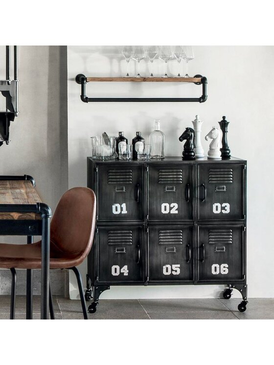 MIAhome MIAhome Organizer Komoda metalowa loftowa czarna na kółkach Numbers Czarny