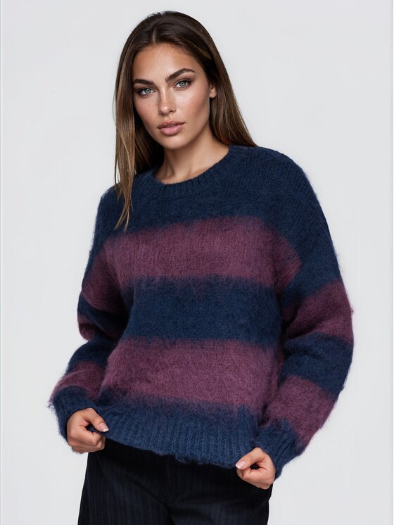 Ombre Ombre Svetr OW-SW-E0073 Tmavomodrá Oversize