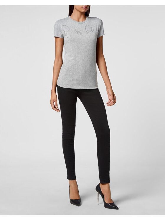 PHILIPP PLEIN PHILIPP PLEIN T-Shirt 4413 Szary Regular Fit