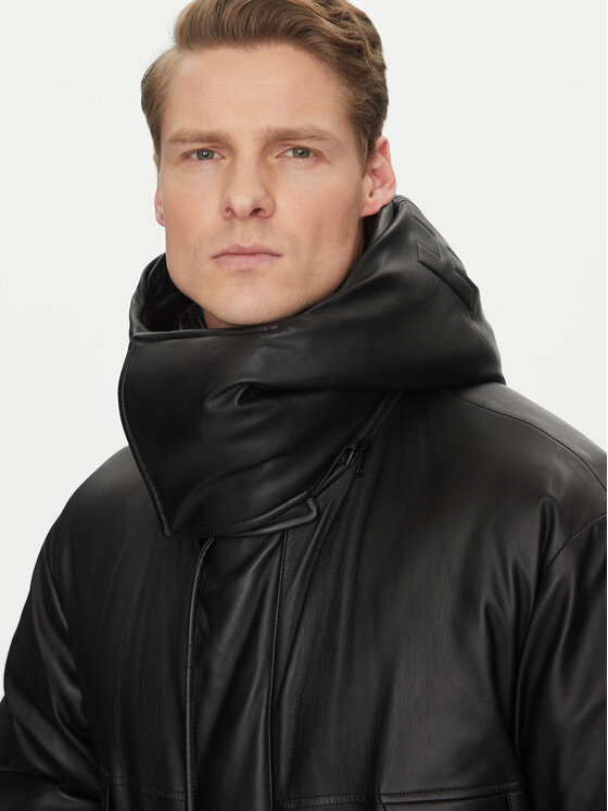 HUGO HUGO Jacke aus Kunstleder Misian2441 50522494 Schwarz Relaxed Fit