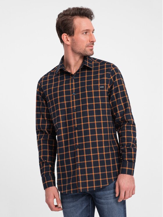 Ombre Ombre Košile OM-SHCS-0145 Tmavomodrá Slim Fit