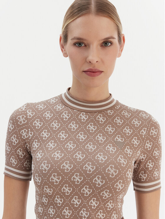 Guess Guess Футболка V5BP07 K2000 Коричневий Slim Fit