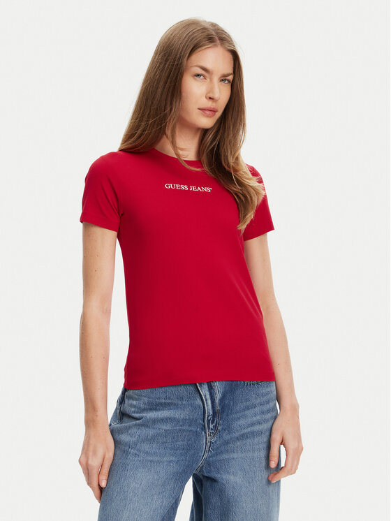 Guess Jeans Guess Jeans Póló W4YI01 J1314 Piros Slim Fit