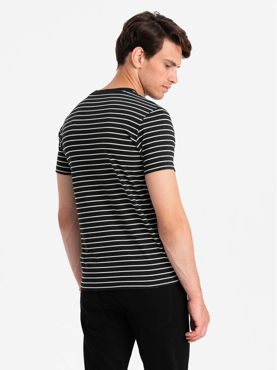 Ombre Ombre T-Shirt OM-TSCT-0183 Czarny Regular Fit