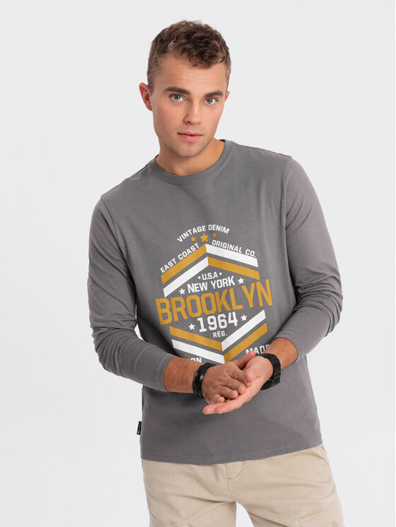 Ombre Ombre S dlouhým rukávem OM-LSPT-0117 Šedá Regular Fit