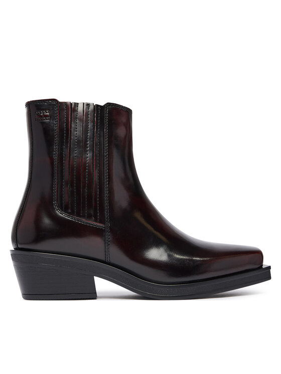 Tommy Jeans Tommy Jeans Μποτάκια με λάστιχο Tjw Brushed Leather Cowboy Boots EN0EN03077 Σκούρο καφέ