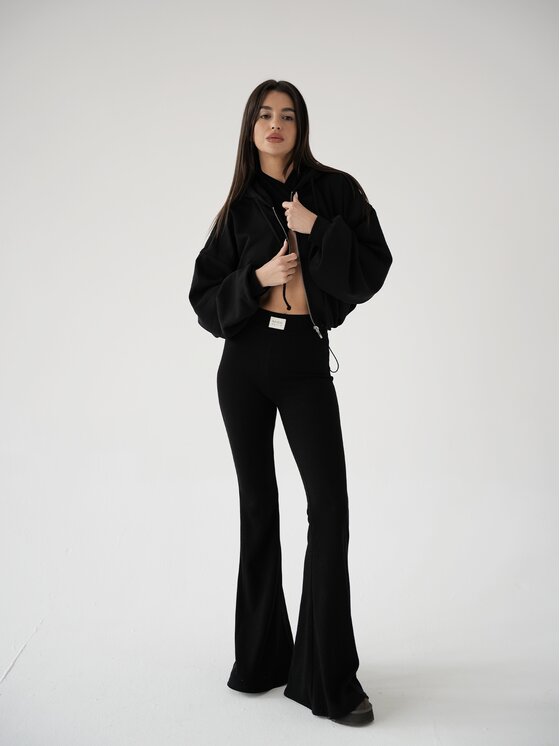 MissDenim MissDenim Bluza Oversize Crop Zip Hoodie Czarny Oversize