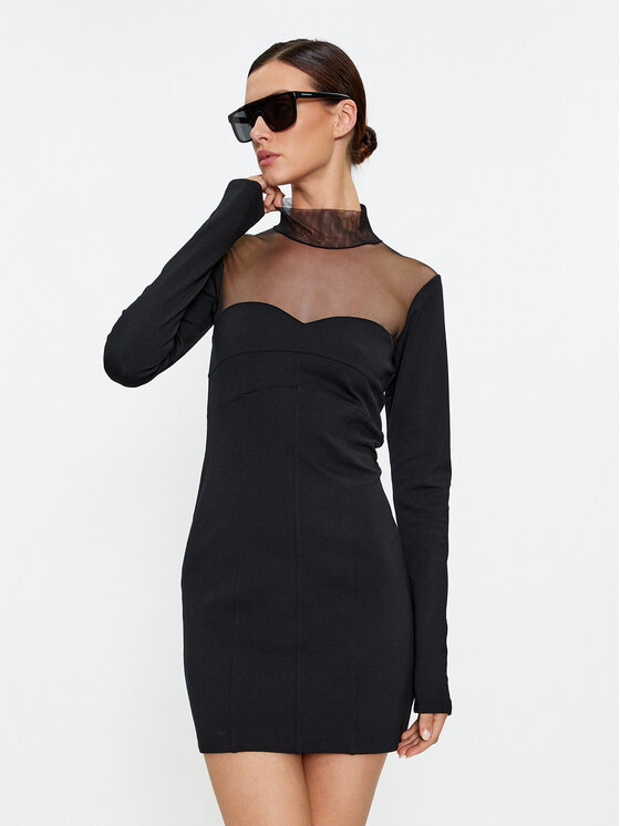 Sisley Rochie cocktail 4V3CLV04F Negru Slim Fit