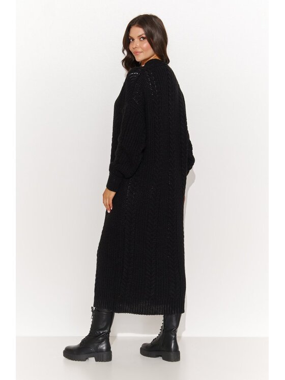 Makadamia Makadamia Kardigan S175 Czarny Loose Fit