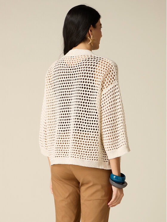 Oltre Oltre Cardigan M575E001970N021 Bianco Baggy Fit