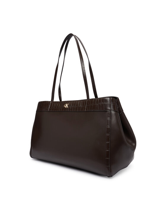 Calvin Klein Calvin Klein Τσάντα Ck Croc Snap Large Tote LV04F3904G Σκούρο καφέ