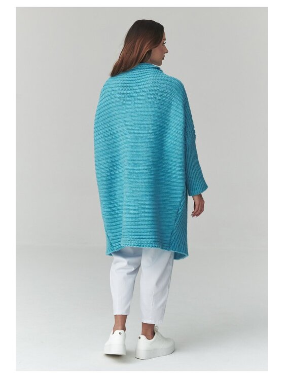 Makadamia Makadamia Sweter S173 Turkusowy Loose Fit