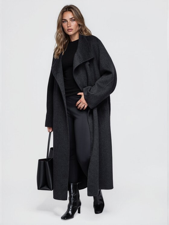 Ombre Ombre Płaszcz przejściowy OW-CT-E0035 Czarny Relaxed Fit