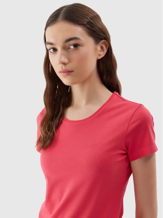 4F 4F T-shirt 4FWSS24 TTSHF1161 62S CZERWONY L Rosso Custom Slim Fit
