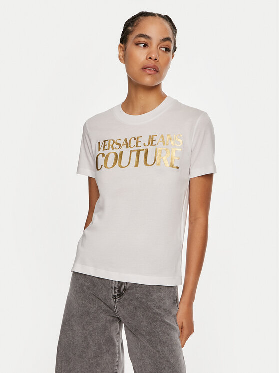 Versace Jeans Couture Tričko 77HAHT01 CJ00T Biela Regular Fit