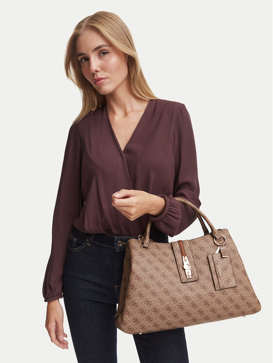Guess Guess Torebka Yvonne Logo HWSG23 78220 Brązowy jasny