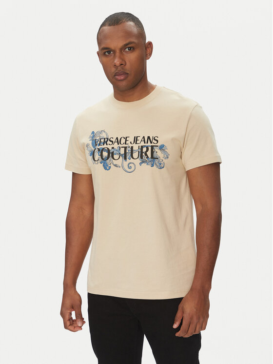 Versace Jeans Couture Versace Jeans Couture T-Shirt 78GAHC05 Beżowy Regular Fit