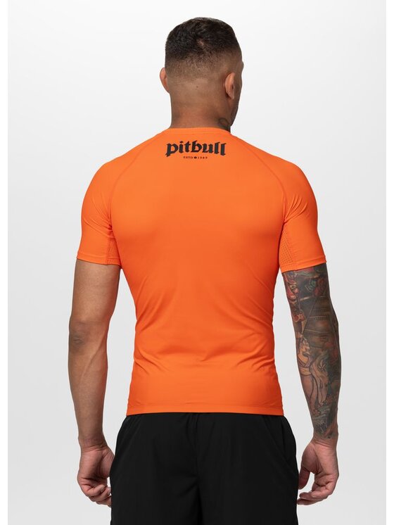 PITBULL PITBULL Koszulka techniczna LOGO PALMS Pomarańczowy Regular Fit
