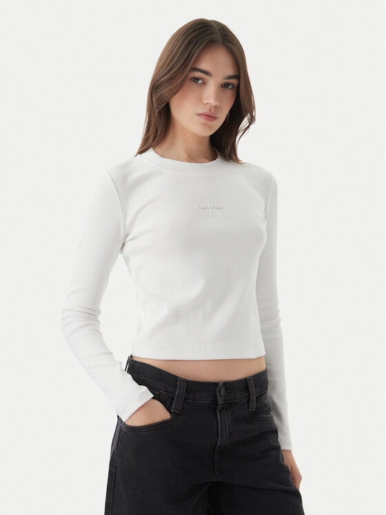 Calvin Klein Jeans Bluză Monogram LV047A803G Alb Slim Fit