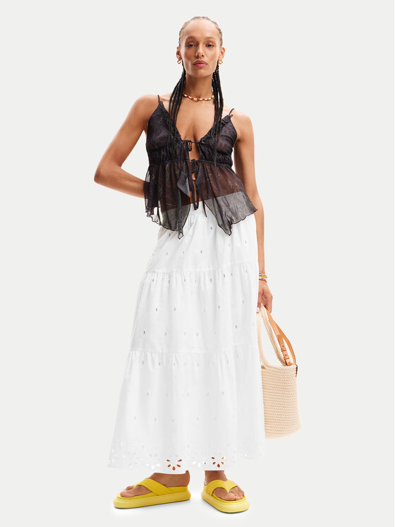 Desigual Desigual Φούστα maxi Vicenza 24SWFW05 Λευκό Regular Fit