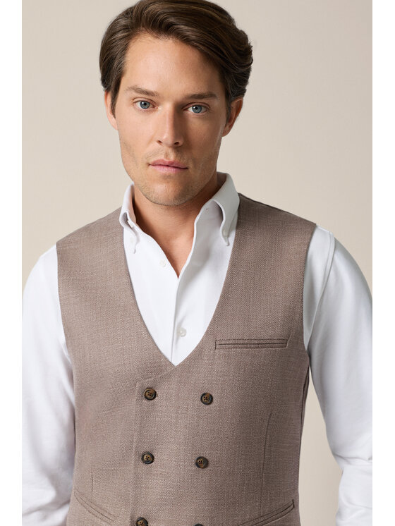 Lancerto Lancerto Kamizelka garniturowa Gerace KA131126000004 Brązowy Slim Fit
