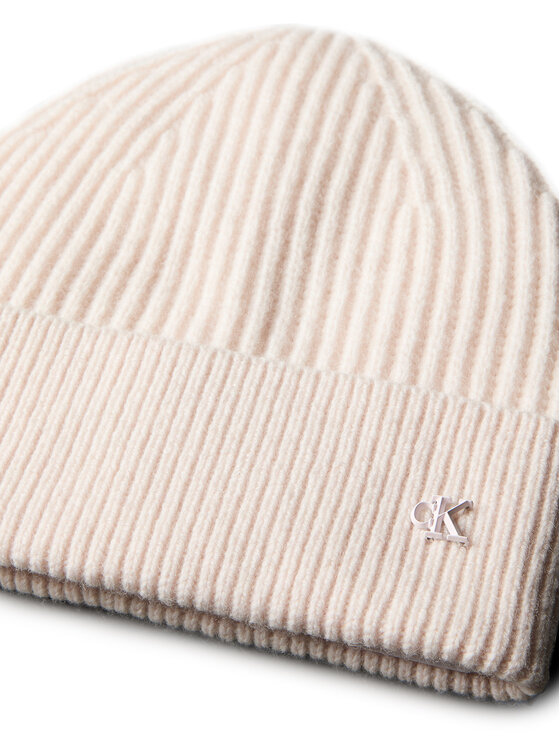 Calvin Klein Calvin Klein Шапкa Ck Metal Wool Beanie LV04D8032G Écru