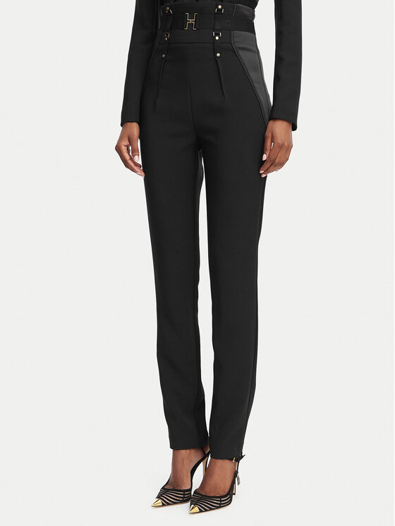Elisabetta Franchi Pantaloni din material PA-180-62E2-V450 Negru Slim Fit