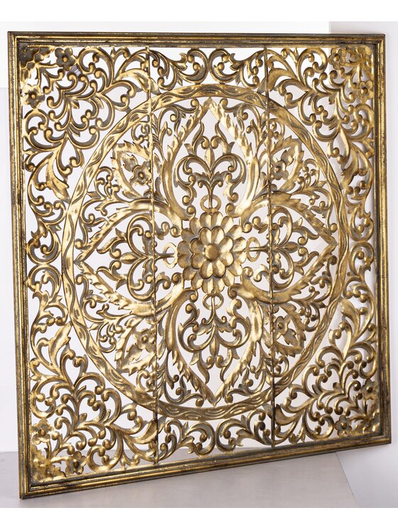 MIAhome MIAhome Dekoracja ścienna metalowa 80x80x2 cm ROZETA Złoty