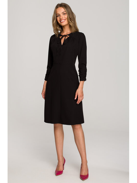 Stylove Stylove Koktejlové šaty S325 Čierna Regular Fit