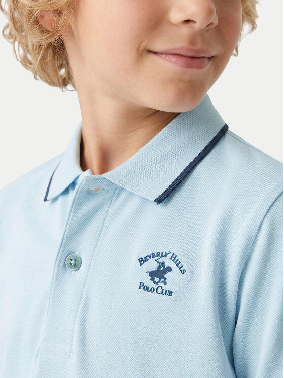 Beverly Hills Polo Club Beverly Hills Polo Club Тениска с яка и копчета W126-BHBPO-1053-23X Светлосин Regular Fit