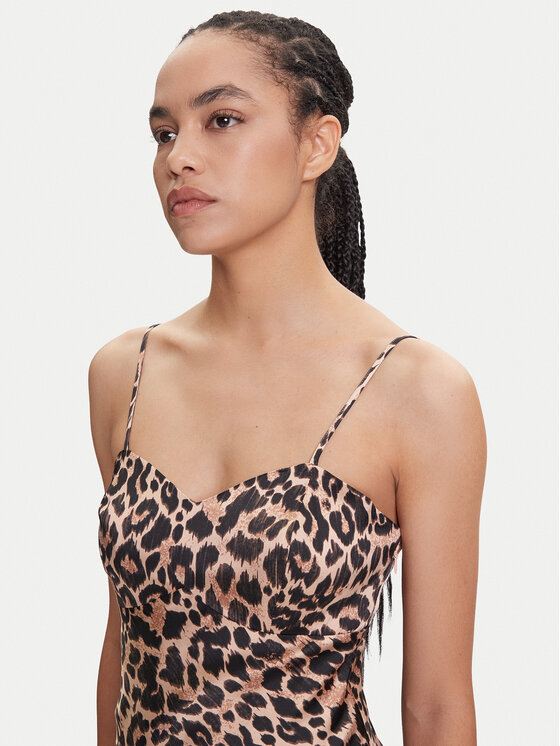 Guess Guess Večernja haljina W5YK35 WHEZ2 Smeđa Slim Fit