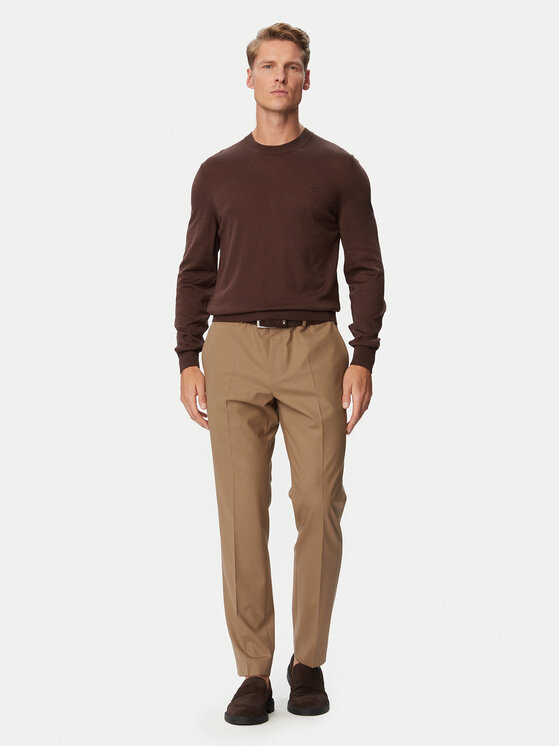 BOSS BOSS Svetr Leno  50571914 Tmavě hnědá Regular Fit