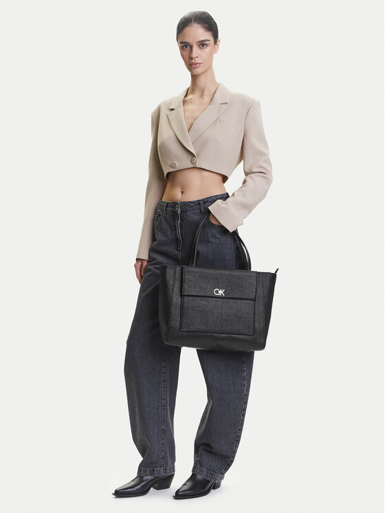 Calvin Klein Calvin Klein Τσάντα Ck Medium Shopper_Tex K60K613178 Μαύρο
