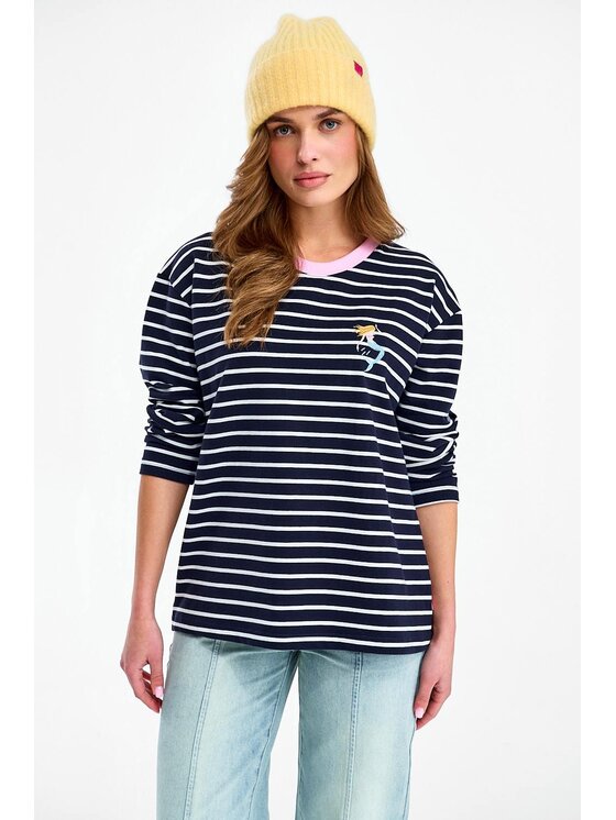 NAOKO NAOKO Longsleeve Aquamarine Czarny Regular Fit