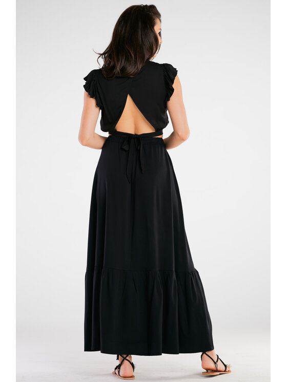 Awama Awama Bluzka A429 Czarny Basic Fit