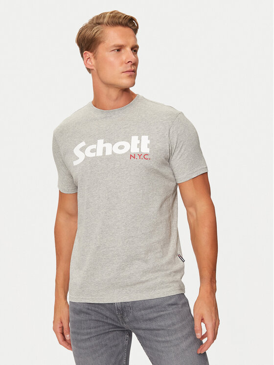 SCHOTT N.Y.C. T-krekls TSLOGO Pelēks Regular Fit