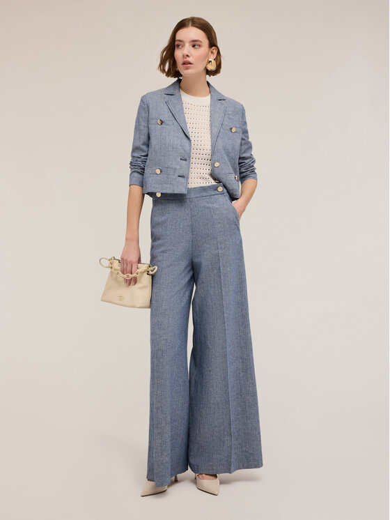 Motivi Motivi Pantaloni di tessuto P236Q103941N024 Turchese Over Fit