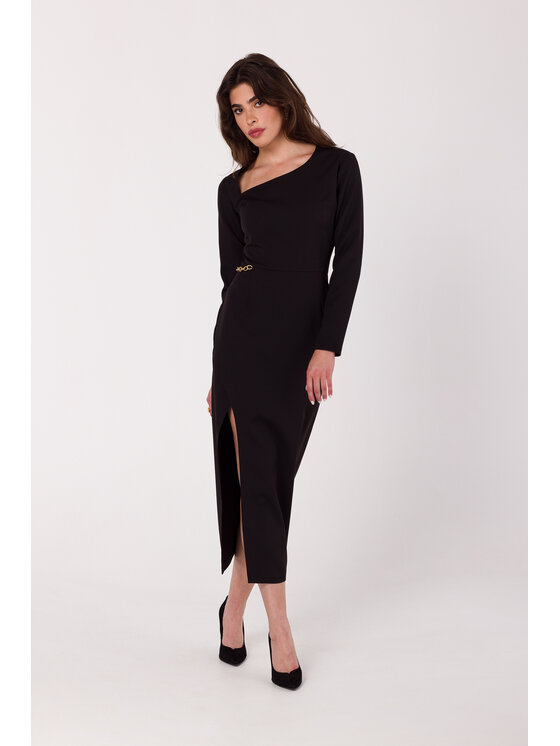 Makover Makover Každodenní šaty K178 Černá Modern Fit