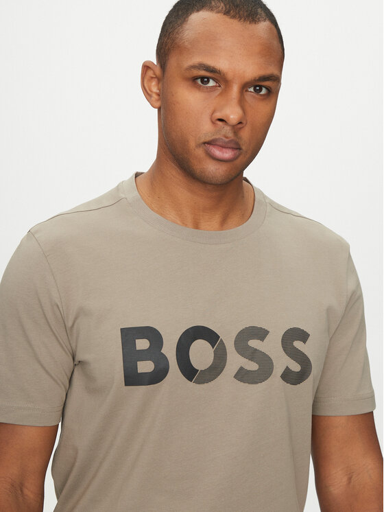 BOSS BOSS T-Shirt Tape Logo 50530990 Béžová Regular Fit