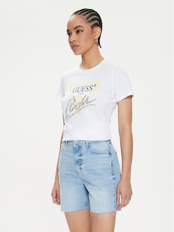 Guess Tricou W4GI20 I3Z14 Alb Regular Fit
