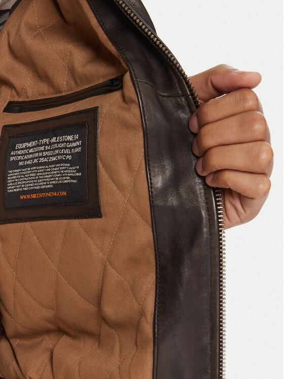 Milestone Milestone Μπουφάν δερμάτινο MSMatti 531070 60400 Μαύρο Regular Fit