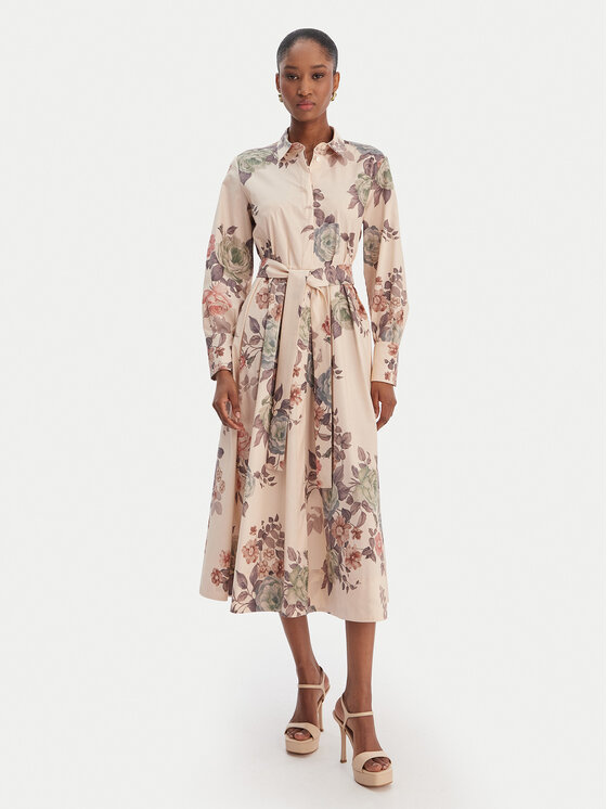 Marella Sukienka koszulowa Formica 2613221161 Beżowy Regular Fit