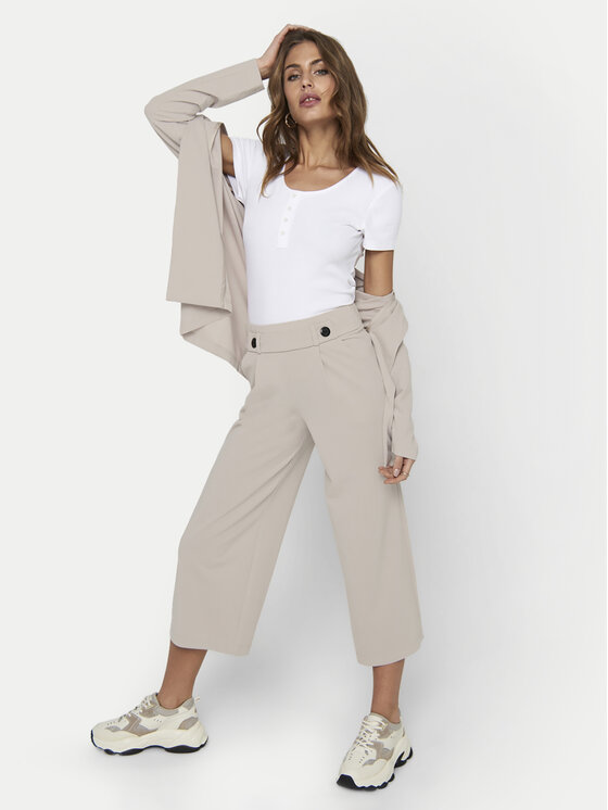 JDY JDY Kalhoty culottes Geggo 15208417 Béžová Wide Leg