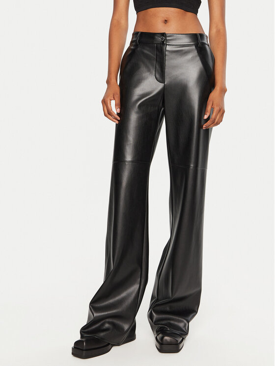Patrizia Pepe Pantaloni in similpelle 8P0623/E005-K103 Nero Regular Fit, taglia : 46